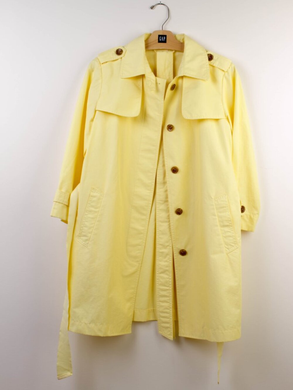 Gap Yellow Three-quarter Sleeves With Tie Trench Coat NWOT